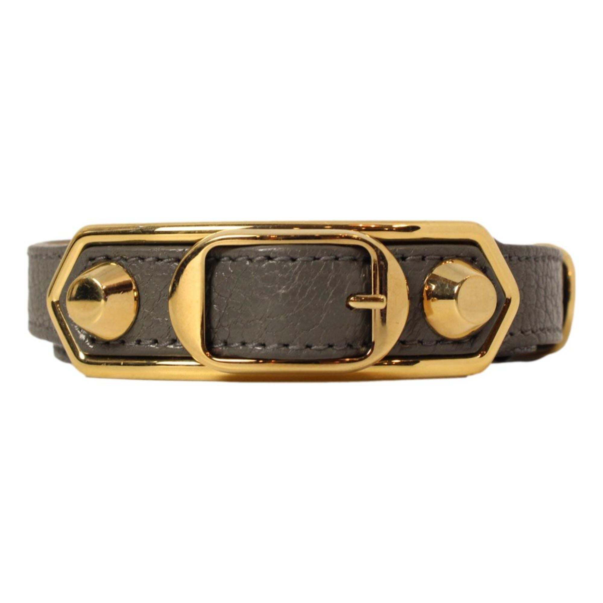 Balenciaga Arena Triple Wrap Bracelet Dark Grey Studded Leather